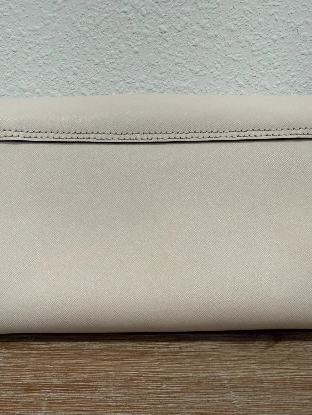 Kate Spade Cream Leather Clutch with Gold Plaque